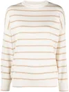 Lorena Antoniazzi Striped Fine-knit Jumper In Neutrals