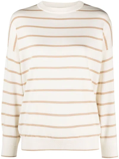 Lorena Antoniazzi Striped Fine-knit Jumper In Neutrals