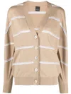 Lorena Antoniazzi Striped Knitted Cardigan In Neutrals