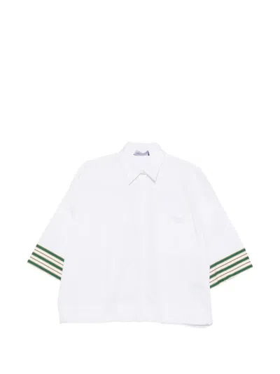 Lorena Antoniazzi Striped-cuff Short-sleeve Shirt In White