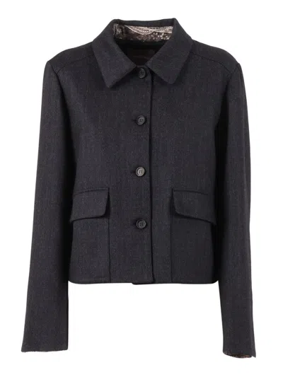 Lorena Antoniazzi Structured Cropped Coat With Classic Collar In Black