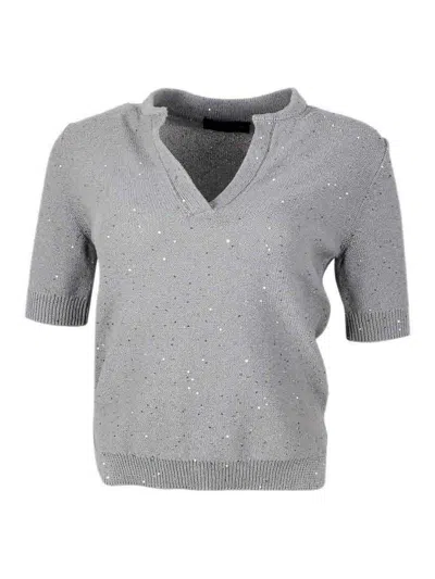 LORENA ANTONIAZZI SUÉTER CUELLO REDONDO - GRIS