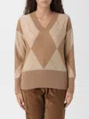 Lorena Antoniazzi Knit V Neck In Brown