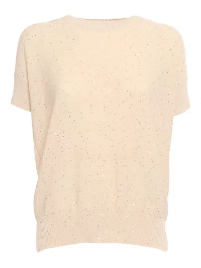 Lorena Antoniazzi Short-sleeved Knitted T-shirt In White