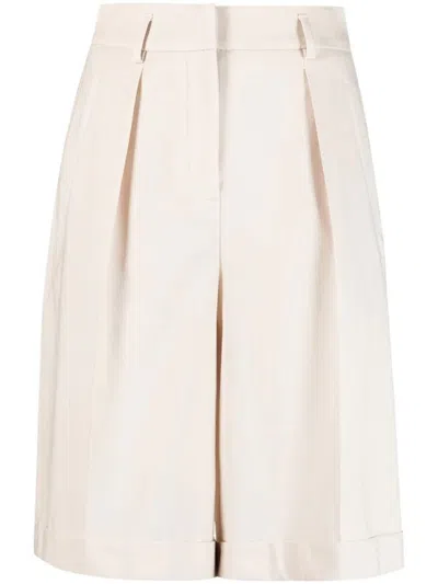LORENA ANTONIAZZI TAILORED BEIGE SHORTS WITH PLEATED FRONT