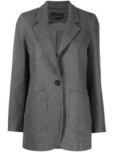 LORENA ANTONIAZZI LORENA ANTONIAZZI TAILORED GREY BLAZER WITH SINGLE BUTTON CLOSURE