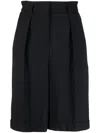 Lorena Antoniazzi Tailored High-waisted Bermuda Shorts With Pleated Front In Black