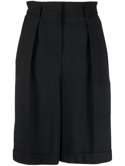 Lorena Antoniazzi Tailored High-waisted Bermuda Shorts With Pleated Front In Black