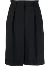 Lorena Antoniazzi Tailored High-waisted Bermuda Shorts With Pleated Front In Black