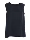 Lorena Antoniazzi Black Round Neck Tank Top In Blue