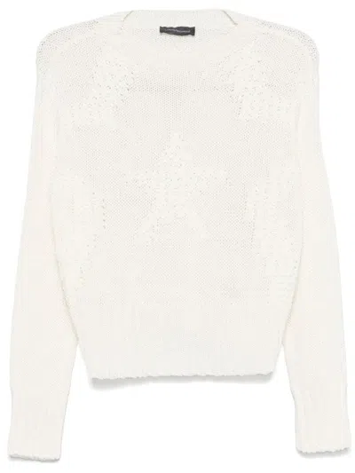 LORENA ANTONIAZZI TEXTURED STAR PATTERN KNIT TURTLENECK SWEATER