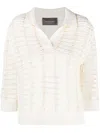 Lorena Antoniazzi Three-quarter Knitted Polo Shirt In White