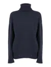 Lorena Antoniazzi Sequin-embellished Turtleneck Sweater In Blue