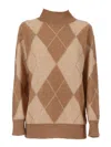 Lorena Antoniazzi Argyle-knit Turtleneck Sweater In Brown