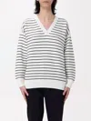 Lorena Antoniazzi V-neck Sweater In White/black In Multi