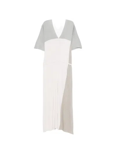 Lorena Antoniazzi V-neck Colourblock Dress In Neutral