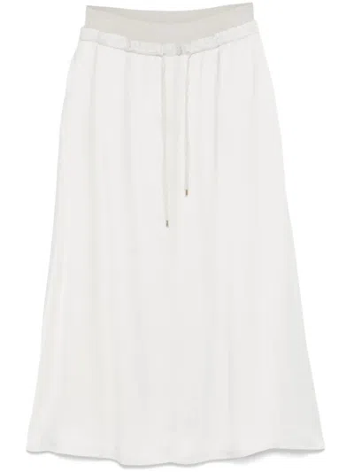 LORENA ANTONIAZZI LORENA ANTONIAZZI WHITE DRAWSTRING MIDI SKIRT