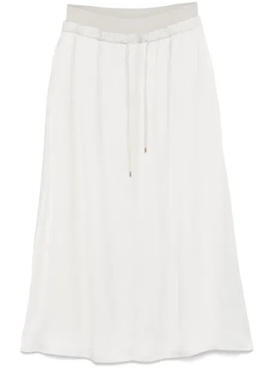 LORENA ANTONIAZZI WHITE DRAWSTRING MIDI SKIRT