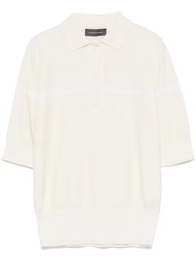 Lorena Antoniazzi White Soft Knit Cotton-cashmere Polo Shirt