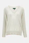 Lorena Antoniazzi White V-neck Sweater In Neutral