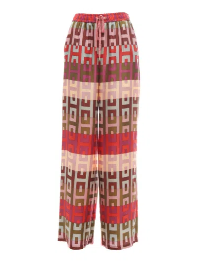 Lorena Antoniazzi Wide-leg Geometric Silk Pants In Multi