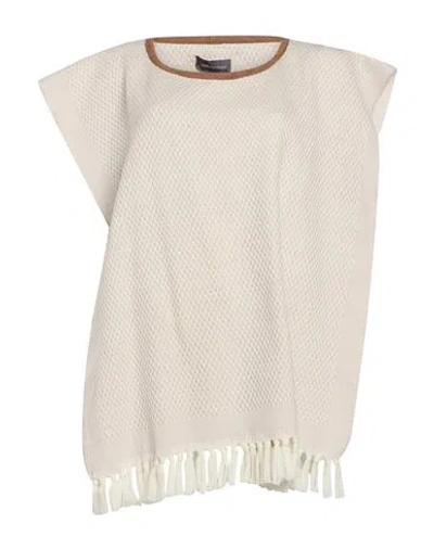 Lorena Antoniazzi Woman Cape Beige Size Onesize Virgin Wool, Ovine Leather