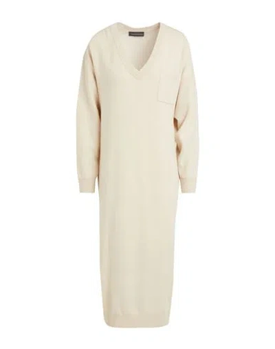 Lorena Antoniazzi Woman Midi Dress Beige Size 8 Virgin Wool, Cashmere, Silk