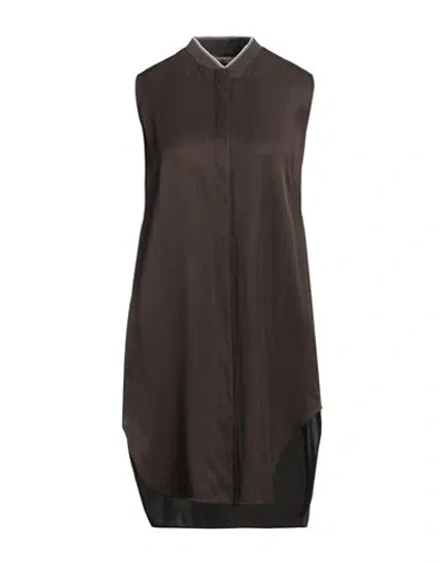 Lorena Antoniazzi Woman Midi Dress Dark Brown Size 6 Acetate, Silk, Cotton, Polyamide, Viscose