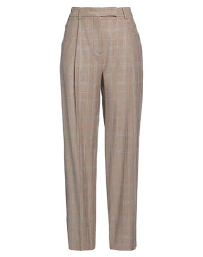 Lorena Antoniazzi Woman Pants Camel Size 2 Virgin Wool, Viscose, Linen, Elastane In Beige