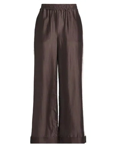 Lorena Antoniazzi Woman Pants Dark Brown Size 8 Cotton, Silk