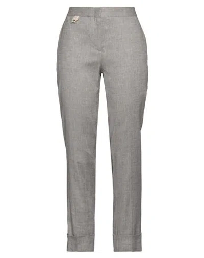 Lorena Antoniazzi Woman Pants Grey Size 10 Linen, Viscose, Elastane