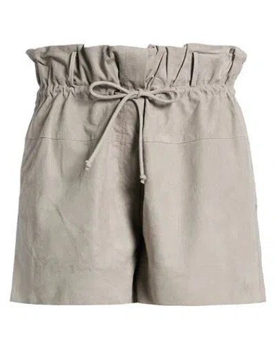 Lorena Antoniazzi Woman Shorts & Bermuda Shorts Grey Size 6 Ovine Leather In Gray