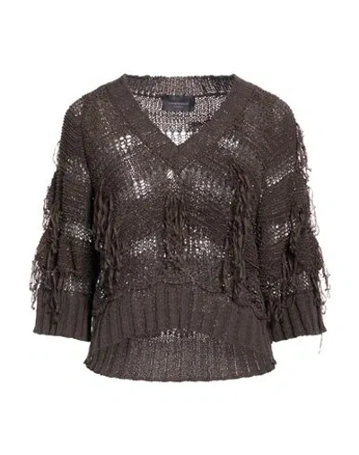 Lorena Antoniazzi Woman Sweater Dark Brown Size 6 Cotton, Polyamide, Polyester