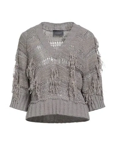 Lorena Antoniazzi Woman Sweater Taupe Size 6 Cotton, Polyamide, Polyester In Gray
