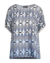 Lorena Antoniazzi Geometric-print Silk T-shirt In Blue