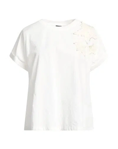 Lorena Antoniazzi Woman Top Off White Size 10 Linen, Elastane, Cotton, Polyurethane