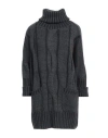 Lorena Antoniazzi Woman Turtleneck Grey Size 6 Virgin Wool, Cashmere, Metallic Fiber, Nylon