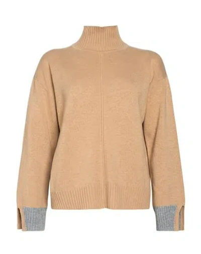 Lorena Antoniazzi Woman Turtleneck Sand Size 4 Virgin Wool, Cashmere, Silk In Brown