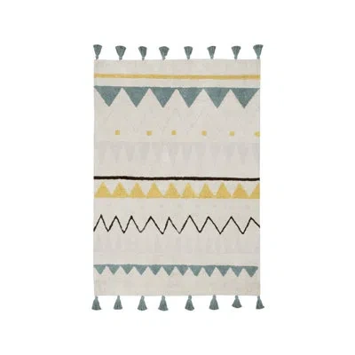 Lorena Canals Azteca Rectangle Geometric Hand Woven Cotton Rug In Multi