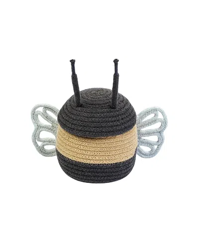 Lorena Canals Baby Bee Basket In Honey/dark Grey/light Blue