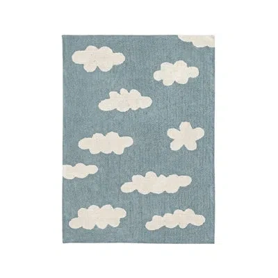 Lorena Canals Clouds Rectangle Hand Woven Cotton Rug In Blue