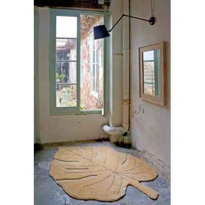 Lorena Canals Floral Handmade Tufted Novelty 4' X 5'11'' Cotton Area Rug In Honey/ Soil Brown/ Ochre/ Olive