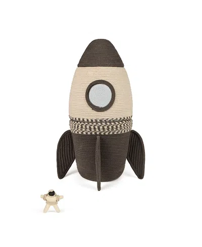 Lorena Canals Giant Rocket Basket In Natural/darkgrey/plain Blue