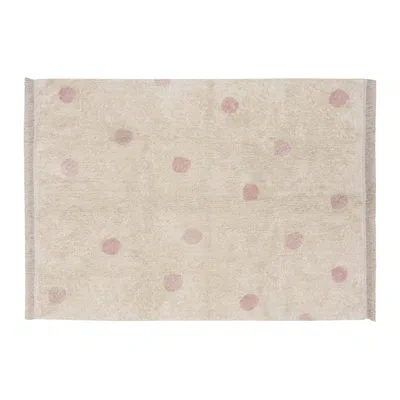 Lorena Canals Polka Dot Fringe Trim Washable Cotton Blend Rug In Neutral