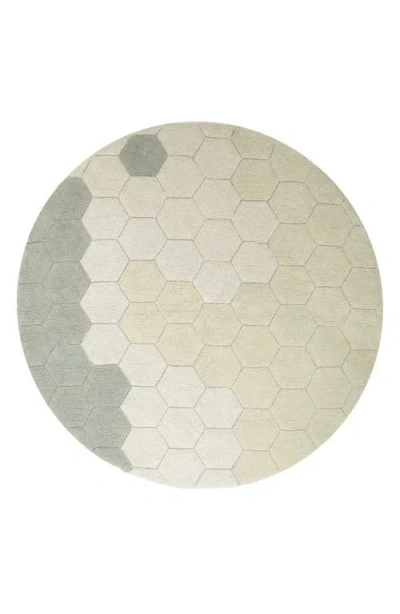 Lorena Canals Honeycomb Washable Cotton Blend Round Rug In Green