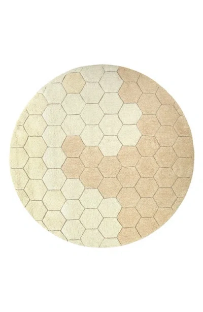 Lorena Canals Honeycomb Washable Cotton Blend Round Rug In Brown
