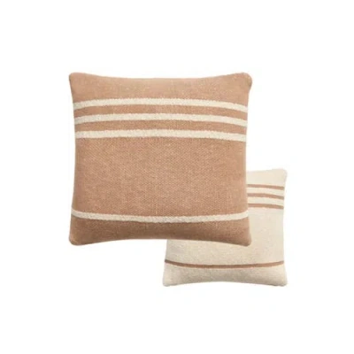 Lorena Canals Knitted Cushion Duetto In Brown