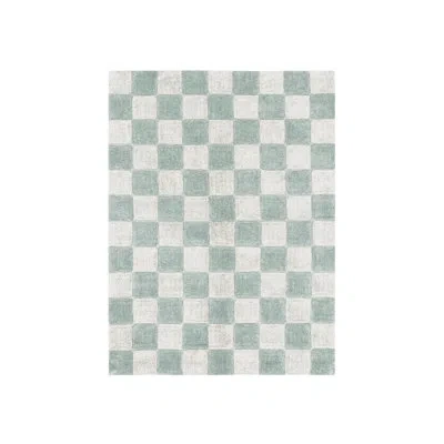 Lorena Canals Little Chefs Rectangle Gingham Hand Woven Cotton Rug In Blue