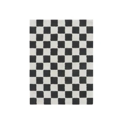 Lorena Canals Little Chefs Rectangle Gingham Hand Woven Cotton Rug In Black