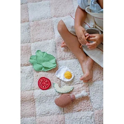 Lorena Canals Little Chefs Rectangle Gingham Hand Woven Cotton Rug In Multi
